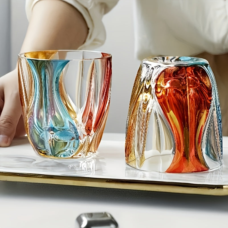 Czech Crystal Hand-Painted Wine Glass 150ml – Luxury Three-Color Painted Drinkware for Red Wine & Whiskey | Elegant Gift & Table Decoration