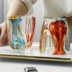 Czech Crystal Hand-Painted Wine Glass 150ml – Luxury Three-Color Painted Drinkware for Red Wine & Whiskey | Elegant Gift & Table Decoration