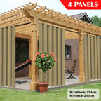 Outdoor Curtain Panels for Patio Gazebo Porch – Weather-Resistant, Light-Filtering Sun Block Privacy Drapes, 4 Panels, Multiple Sizes & Colors