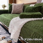 Faux Rabbit Fur Sofa Cover Thick Winter Warm Couch Protector Non-Slip Machine Washable Pet-Friendly Floral Sofa Slipcover for 1 2 3 4 Seater Living Room Bedroom