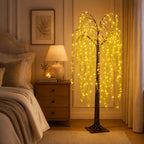Willow Tree Floor Lamp LED Lighted Artificial Weeping Willow USB Powered Warm White Indoor Tree Light for Home Bedroom Living Room Mother's Day Decor