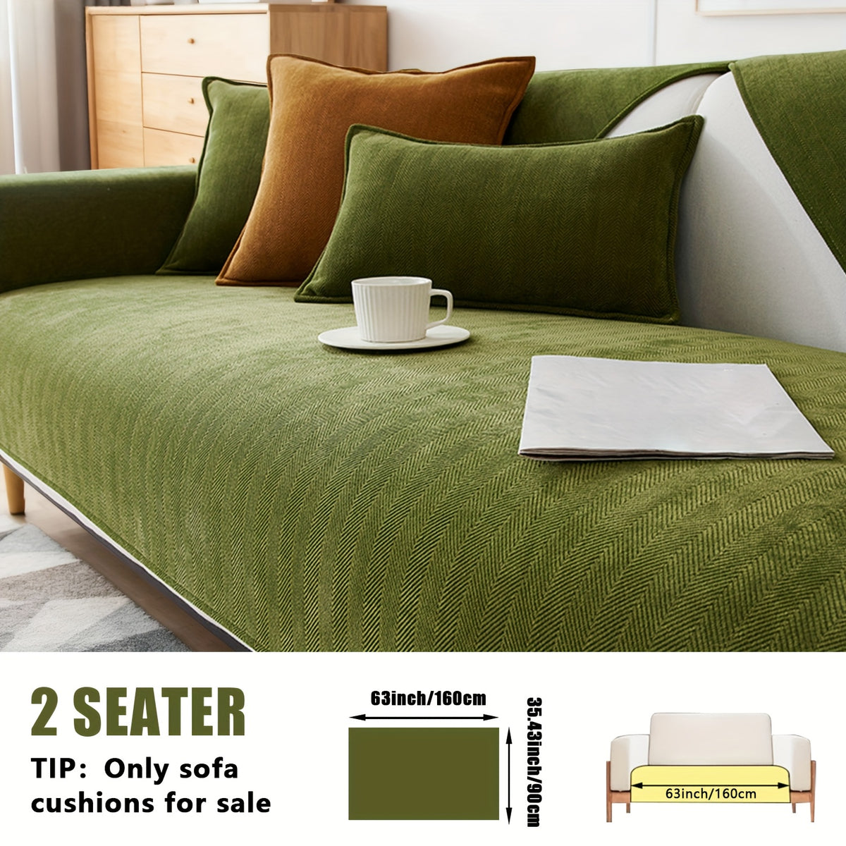 Chenille Ribbed Sofa Cover – Pet-Friendly Non-Slip Stretch Slipcover, Machine Washable Sofa Protector for 2, 3 & 4-Seater and Sectional Sofas, Modern Living Room Couch Cover