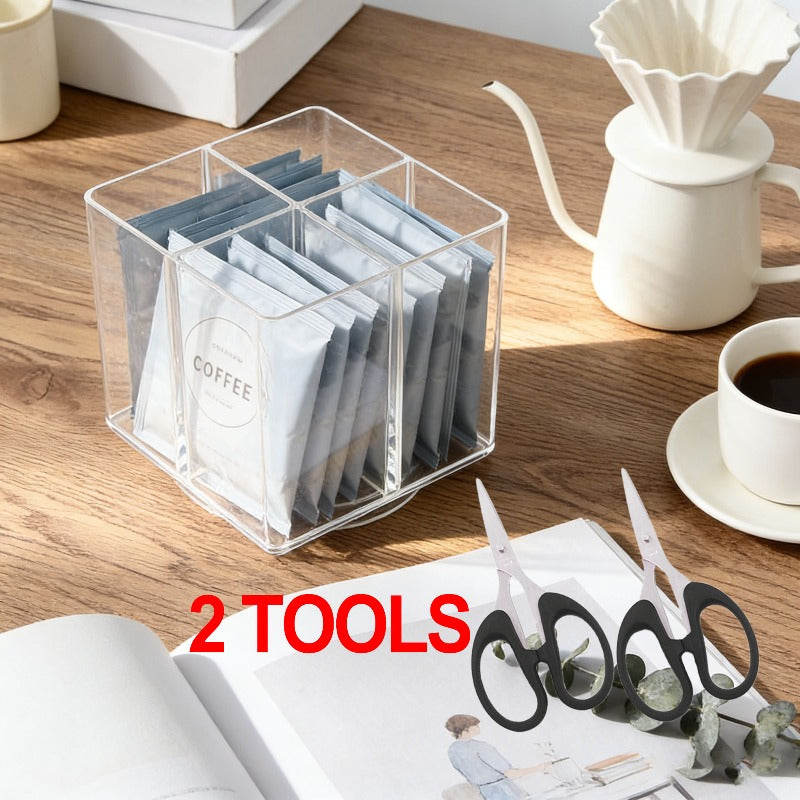 Lazy Susan Organizer Rotating Drink Mix Packet Holder Clear Turntable with Dividers for Powder Packets Water Flavor Packets Pantry Counter