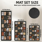 Vintage Plaid Kitchen Floor Mat Set – Diatom Mud Rubber, Absorbent, Non-Slip, Fast Drying, Machine Washable | Kitchen, Bathroom & Hallway | 2-Piece & 3-Piece | Nuvia Haven