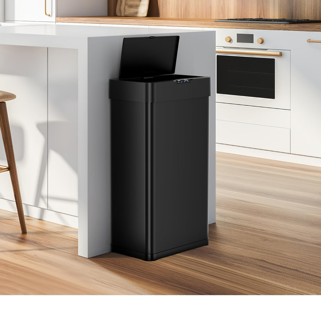 Motion Sensor Trash Can 13.2 Gallon & 15.8 Gallon Touchless Automatic Garbage Can Brushed Stainless Steel Smart Bin Soft Close Lid Bag Holder Kitchen Bedroom