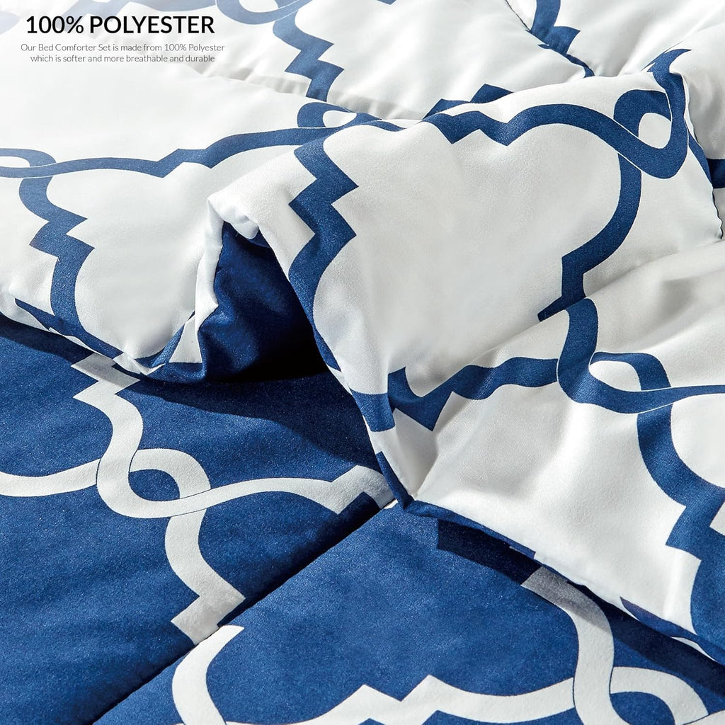 5-Piece Comforter Set – Reversible Quilted Down Alternative Bedding Set with Pillow Shams, Bed Skirt & Cushion | All Season | Twin, Queen, King