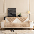 Faux Rabbit Fur Sofa Cover Non-Slip Stretchable Slipcover 3/4 Seat Bubble Soft Couch Protector – Breathable, Machine Washable, Fits Living Room, Bed & Dorm, Warm Home Decor Furniture Cover