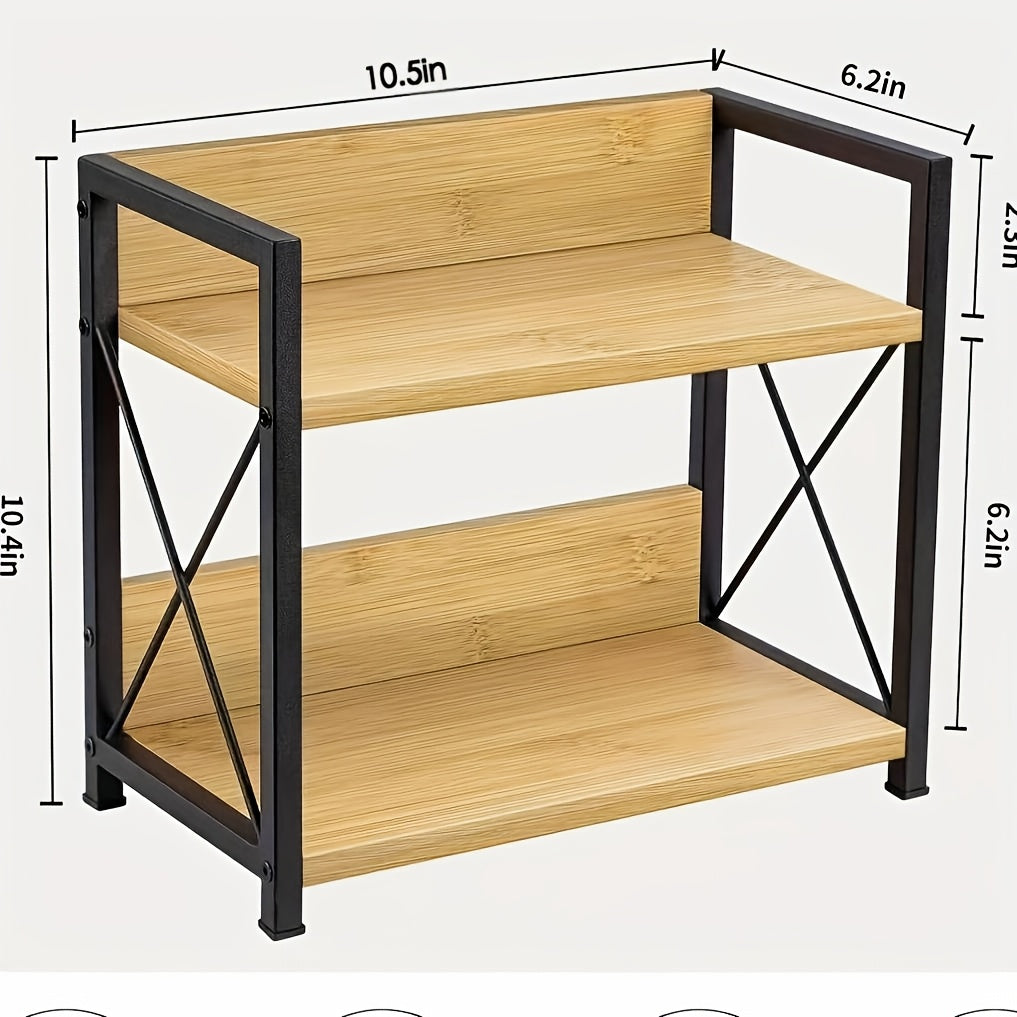 Countertop Spice Rack Organizer with Coffee Pod Holder – Metal Kitchen Seasoning Storage Rack for Counter, Powder-Coated Bathroom Cosmetics Organizer