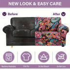 Boho Floral Sofa Slipcover Set with Separate Seat Cushion Covers – Washable Stretch Couch Cover for Armchair Loveseat Sofa, Drawstring Fit, Pet Friendly, 6 Colors