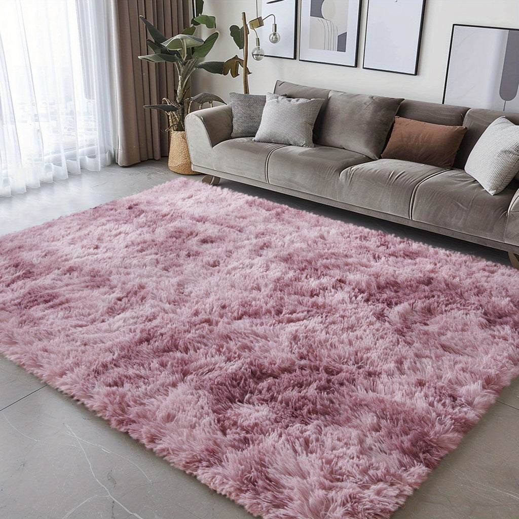 Velvet Shag Area Rug with Non-Slip Backing – Super Soft Plush Indoor Carpet for Living Room, Bedroom & Kitchen, Tie-Dye & Solid Colors, 5 Sizes
