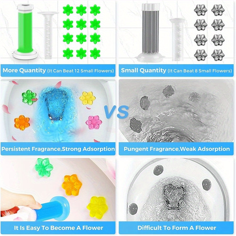 Toilet Bowl Cleaner Gel Stamps with Dispenser – Dissolves Yellow Scale, Water & Urine Stains, Auto-Release Per Flush, Air Freshening Scent, for Toilet, Wash Basin, Bathroom & RV