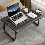 Portable Foldable Laptop Bed Table – Lap Desk with Cup Holder, Tablet & Card Slot, USB Option, for Bed Sofa Floor, Eating Reading Writing, 11 Styles