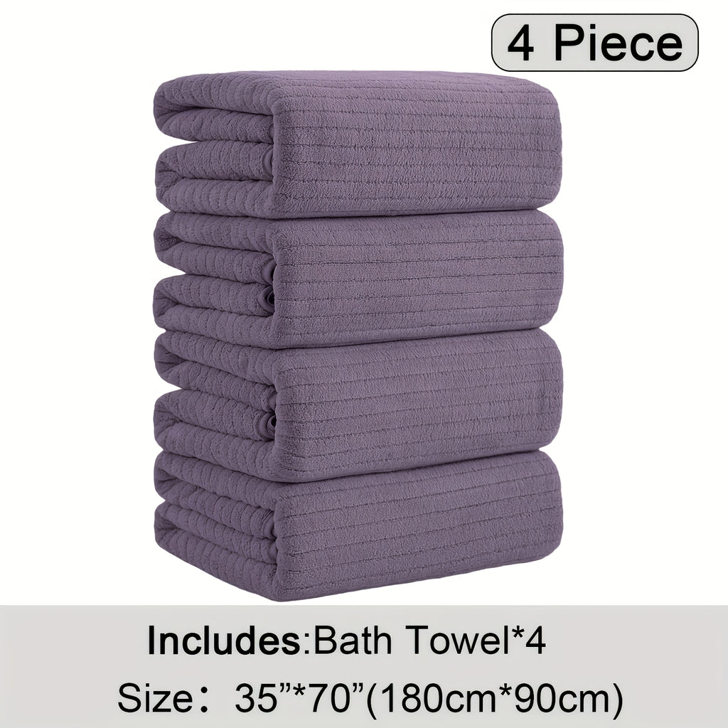 Oversized Bath Towel Set 4 Piece 35x71 Inch – Ultra Soft Quick-Dry Absorbent Microfiber Towels for Bathroom Spa Gym Travel, 10 Colors