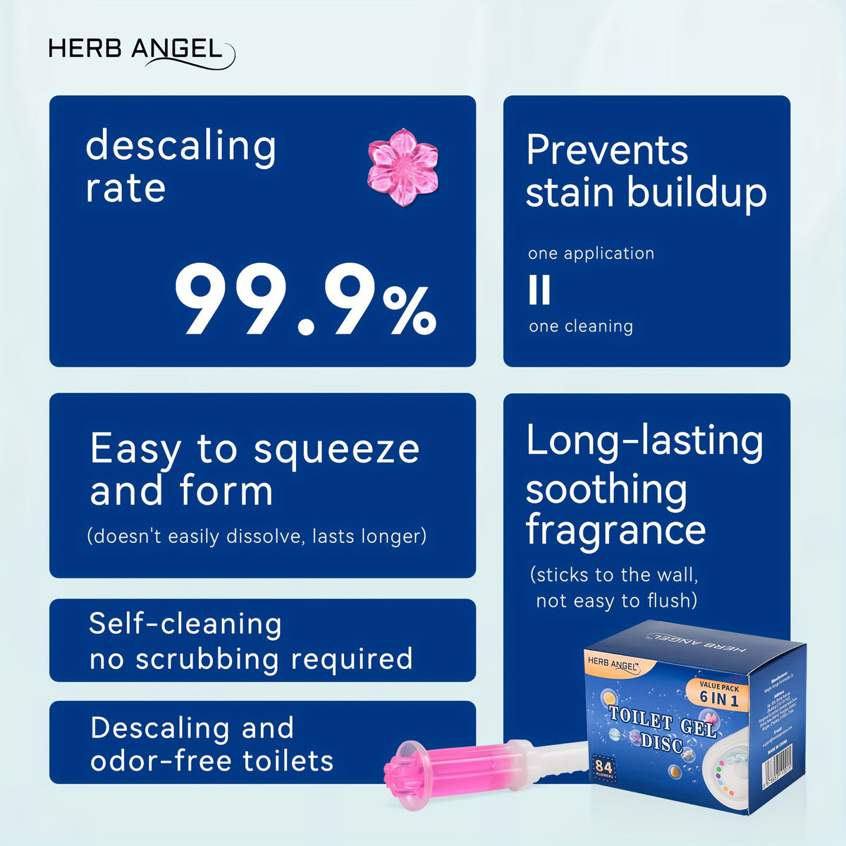 Toilet Cleaning Gel Stamp Air Freshener & Deodorizer 6 Fragrances – Long-Lasting Lavender, Ocean, Jasmine, Lemon, Gardenia & Carnation Toilet Bowl Cleaner Gel for Bathroom 1 Box / 2 Boxes