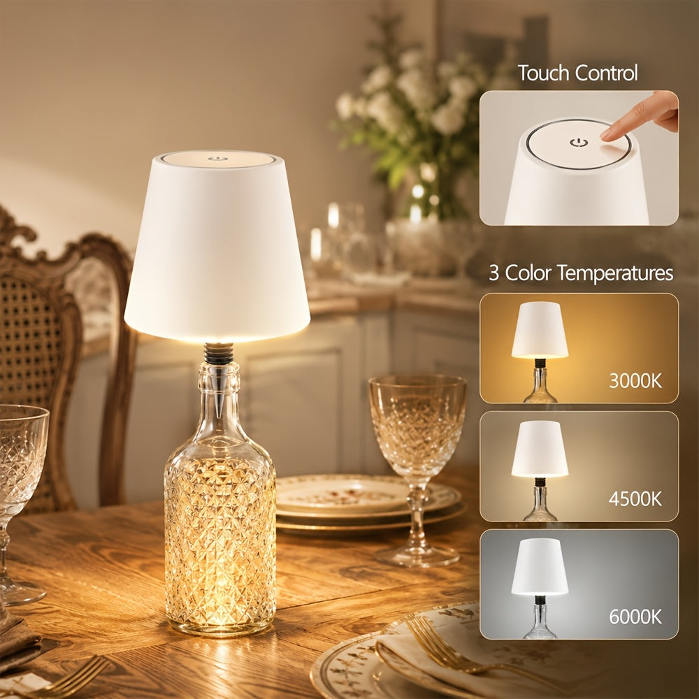 Metal Wireless Wine Bottle Light Rechargeable Dimmable LED Bottle Cap Light 3 Color Temperatures for Bar Cart Wine Bar Bedroom Decor