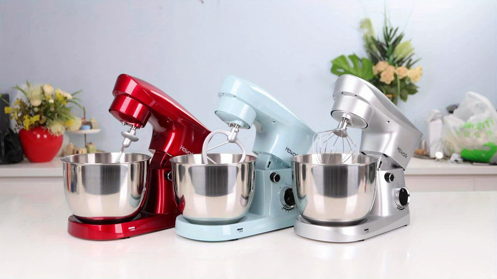 Stand Mixer 5QT 10-Speed Electric Kitchen Mixer with Dough Hook, Flat Beater, Wire Whip & Pouring Shield | Dishwasher-Safe Attachments for Baking & Cooking | Red, Silver or Blue