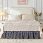 Dust Ruffle Bed Skirt 16 Inch Drop Elastic Wrap Around – Double Ruffle Easy Install Machine Washable, Twin Full Queen King CK, 10 Colors