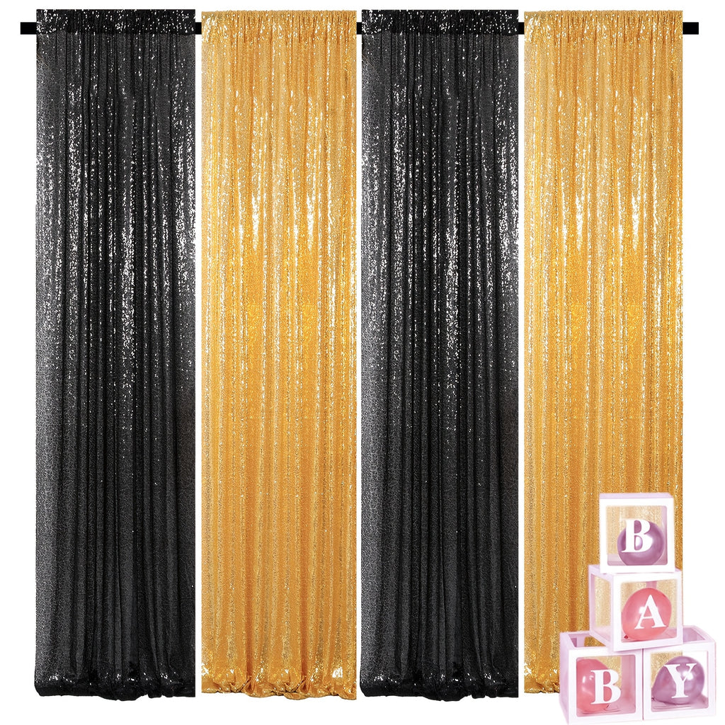 Sequin Backdrop Curtains 4 Panels 2FT x 8FT Glitter Party Decorations for Wedding Birthday Photo Booth Stage Background 30+ Colors