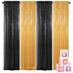 Sequin Backdrop Curtains 4 Panels 2FT x 8FT Glitter Party Decorations for Wedding Birthday Photo Booth Stage Background 30+ Colors