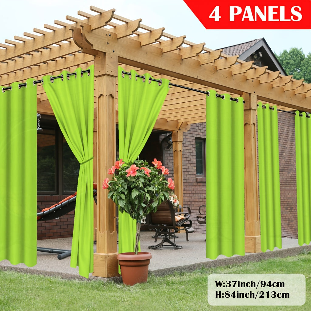 Outdoor Curtain Panels for Patio Gazebo Porch – Weather-Resistant, Light-Filtering Sun Block Privacy Drapes, 4 Panels, Multiple Sizes & Colors