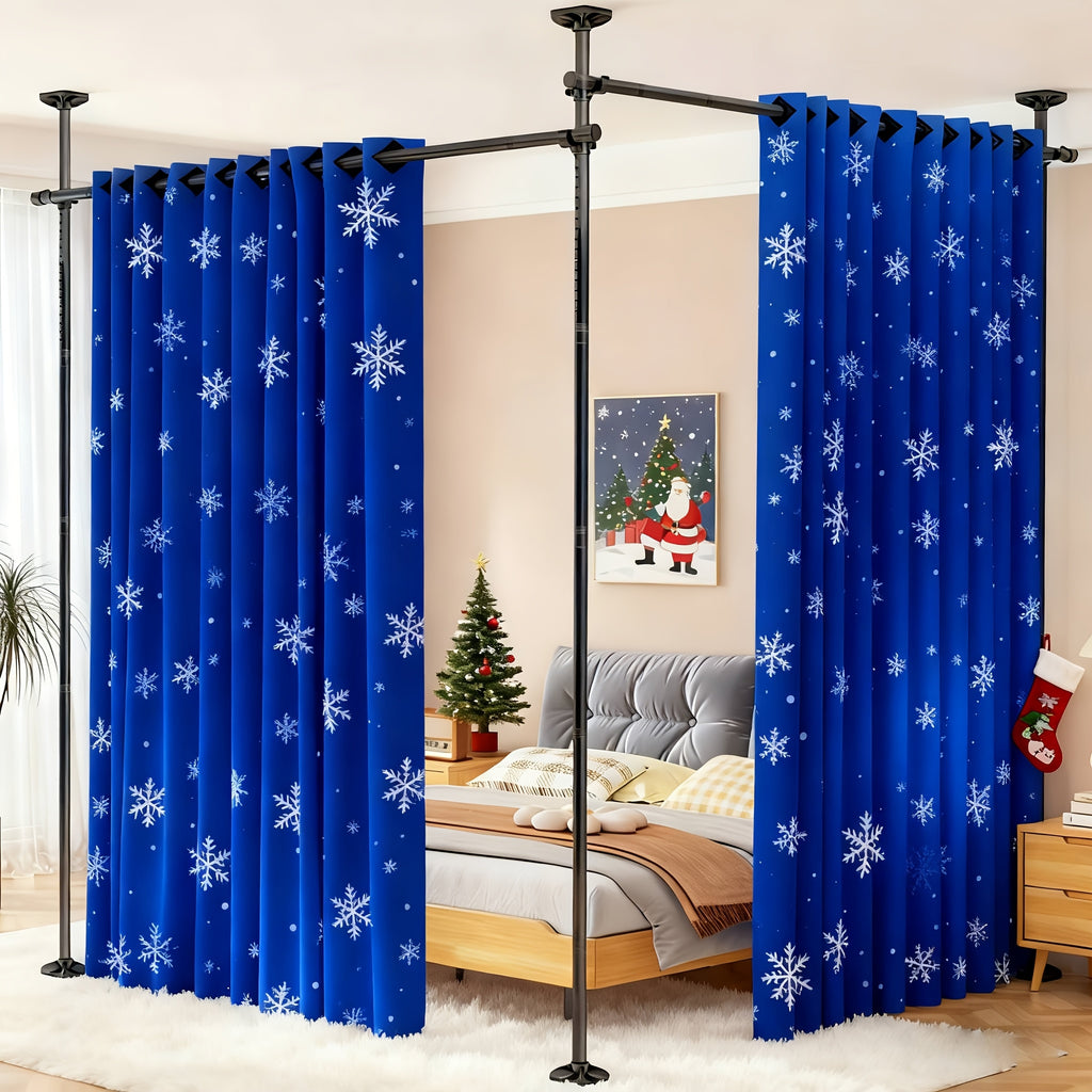 Adjustable Room Divider Curtain Rod | No-Drill Floor-to-Ceiling Tension Pole, 28–171" W × 48–120" H, Heavy Duty – Black & White