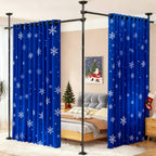 Adjustable Room Divider Curtain Rod | No-Drill Floor-to-Ceiling Tension Pole, 28–171" W × 48–120" H, Heavy Duty – Black & White