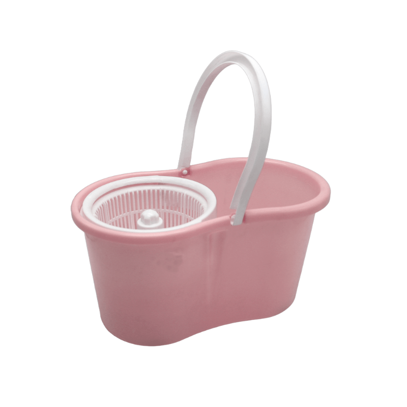 Pink 360 Spin Mop and Bucket Set with Wringer 4 Microfiber Heads Stainless Steel Adjustable Handle for Hardwood Tile Laminate Floor Cleaning