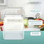 Food Storage Containers Set 6-Piece BPA-Free with Drain Baskets & Lids - Leak-Proof Freezer-Safe Crisper Boxes for Fruits, Vegetables & Meal Prep Leftovers, Reusable Kitchen Organizers