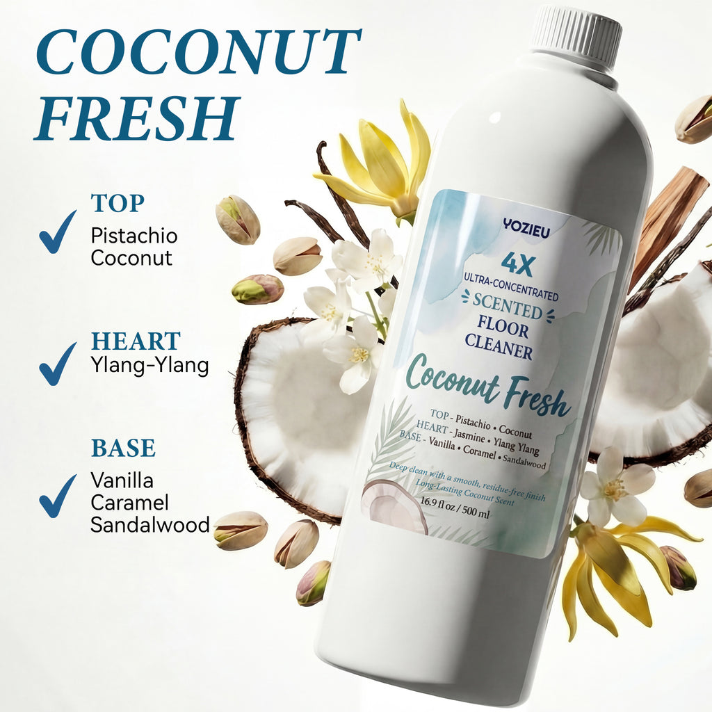 4x Concentrated Liquid Floor Cleaner 500ml - Pet-Friendly, Scented, Cleans & Deodorizes, No Watermarks, Multi-Surface Formula - Lavender, Citrus, Vanilla Lemon & Coconut Scents