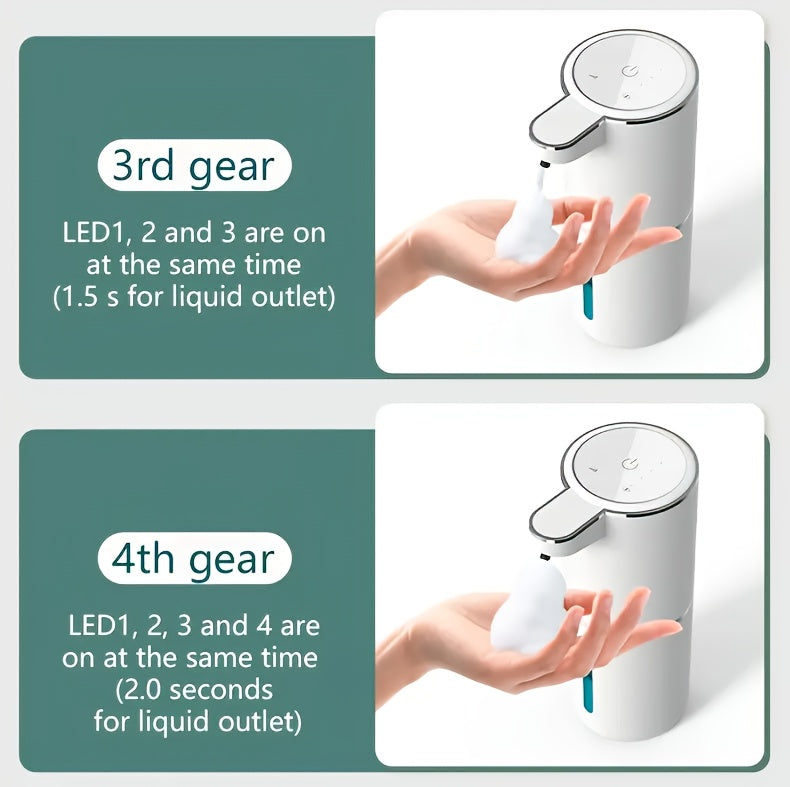 Smart Sensor Automatic Soap Dispenser Nickel Wall-Mount USB Quick Charging with Power Display, 4-Level Adjustable Flow Rate, No-Touch 400ml Foam & Liquid Soap Dispenser for Bathroom Kitchen