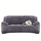 Plush Sofa Slipcover Stretch Thick Couch Cover - Soft Velvet Furniture Protector for Chair Loveseat 3 4 Seater, Anti-Slip Elastic Wrap, Machine Washable, 6 Colors for Living Room