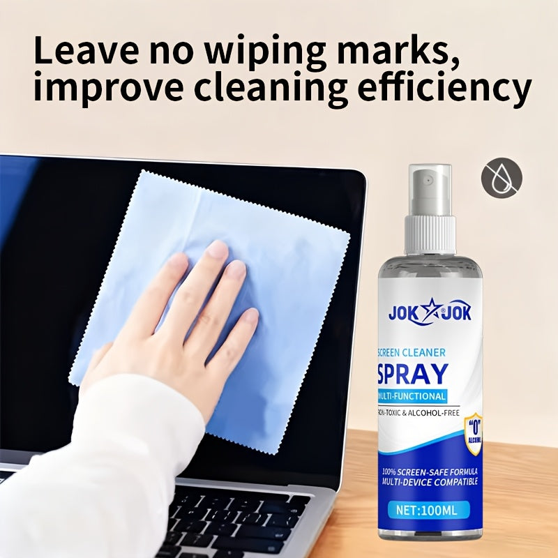 Screen Cleaner Spray Kit – Phone & Computer Screen Polishing Spray with Towel & Dust-Free Cloth for TV, Keyboard, Glasses & Camera
