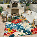 Floral Patterned Outdoor & Indoor Rectangular Rug - Non-Slip Machine Washable Soft Area Rug for Living Room Bedroom Garden Camping Picnic, Home Decor