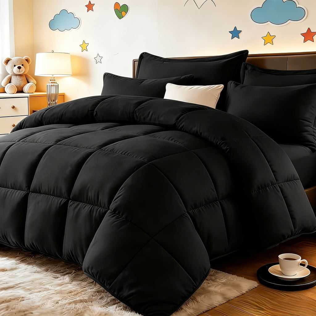 All Season Comforter Set with Pillowcases 2-3 Piece – Soft Fluffy Lightweight Bedding for Kids Dorm Apartment, 29 Colors Including Two-Tone, Twin Queen King Size