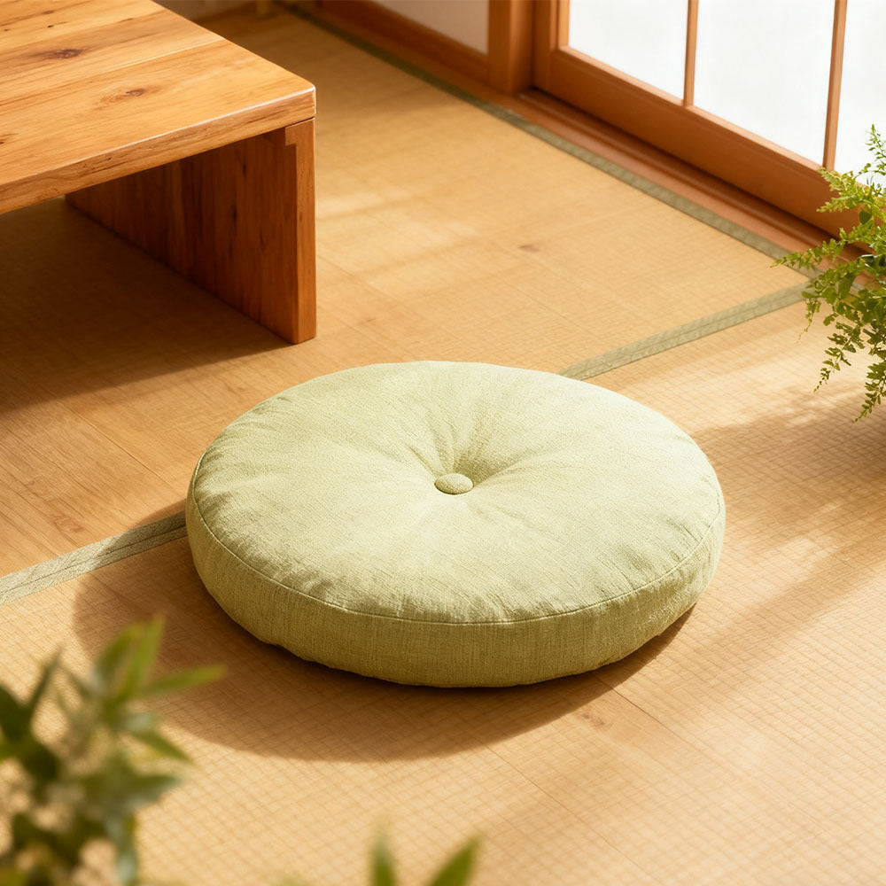 Round Seat Cushion 40x40cm 15cm Thick Firm Futon Meditation Mat Removable Linen Cover Chair Pad for Office Dining Chair Home Decor All Seasons Christmas