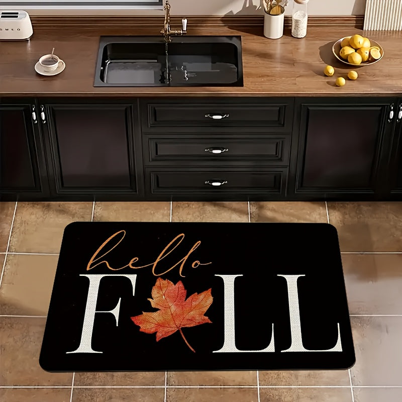 Thanksgiving Welcome Mat Autumn Maple Leaf - Non-Slip Washable Flannel Doormat for Entryway Porch Bedroom, Soft Seasonal Fall Floor Mat, 2 Sizes