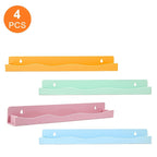 Iridescent Acrylic Floating Shelves 2 or 4 Pack – Colorful Wall Mounted Storage Rack for Nail Polish, Cosmetics & Sundries, Art Deco Home, Office, Bathroom & Nail Salon Decor, Macaron, Pink or Clear