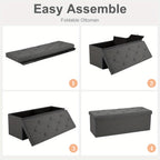 Folding Storage Ottoman Bench 660 lbs Capacity – Large End of Bed Chest with Padded Seat for Bedroom Living Room Entryway, 30 & 43 Inch, Multiple Colors
