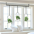 Vertical Planter Set with Adjustable Metal Rod, Iron Rings & Hanging Flower Pots for Window Sill & Balcony, Mini Vertical Garden Kit for Indoor Outdoor Plants, Space-Saving Patio Planter