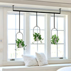 Vertical Planter Set with Adjustable Metal Rod, Iron Rings & Hanging Flower Pots for Window Sill & Balcony, Mini Vertical Garden Kit for Indoor Outdoor Plants, Space-Saving Patio Planter