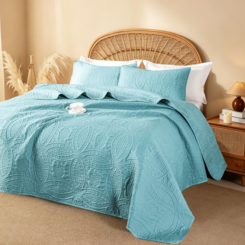 Quilted Bedspread Set Lightweight Cooling Coverlet with Pillow Shams Twin Queen King Soft Breathable Summer Bedding Set Machine Washable