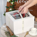White Square Bakery Cake Boxes with Window - 8x8 & 12x12 Inch Tall Freezer-Safe Cardboard, Sets of 10/15/20, for Cakes Cupcakes Pastry Birthday Party Wedding | Nuvia Haven