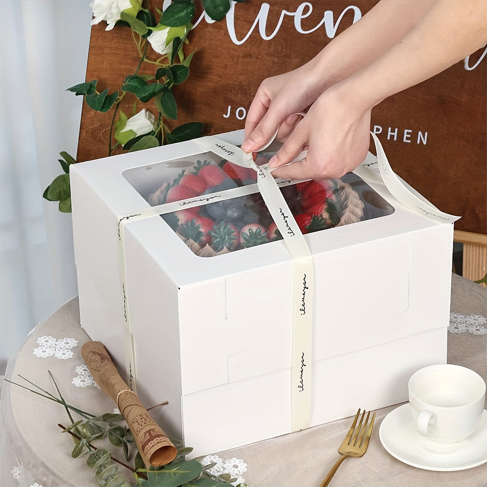 White Square Bakery Cake Boxes with Window - 8x8 & 12x12 Inch Tall Freezer-Safe Cardboard, Sets of 10/15/20, for Cakes Cupcakes Pastry Birthday Party Wedding | Nuvia Haven