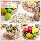 Boho Hand-Woven Hanging Baskets Set of 7 – Rustic Rattan Wall Decor & Storage Baskets for Living Room, Bedroom & Office