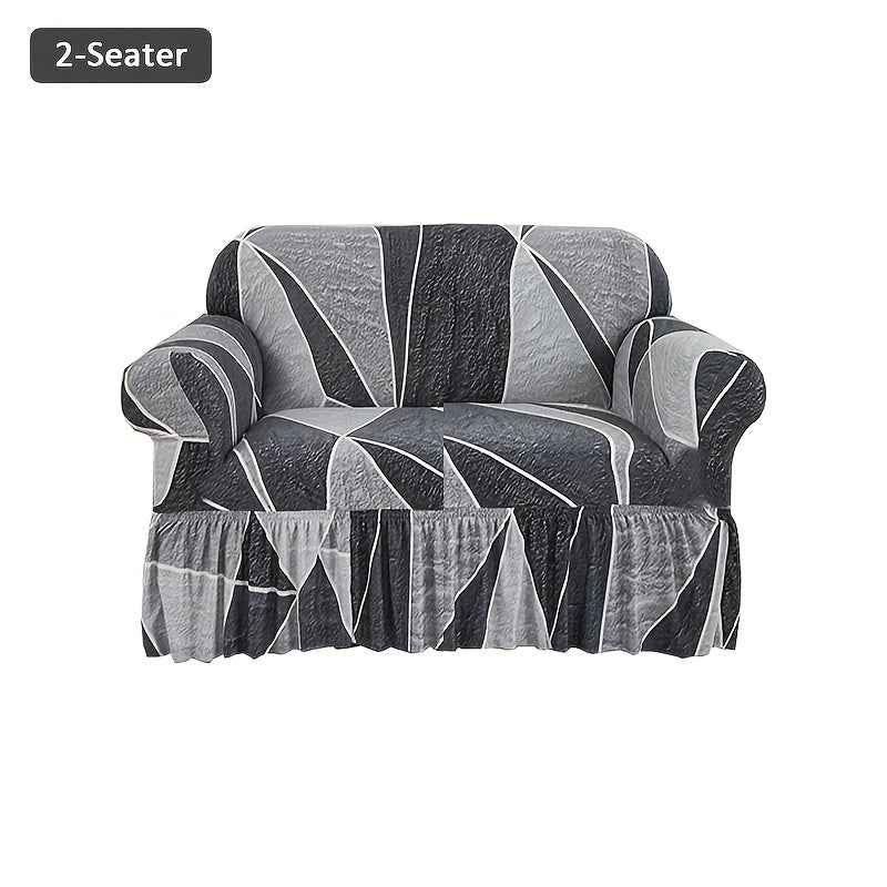 Printed Skirt Sofa Slipcover 1pc - Elastic Pet Anti-Dirt All-Purpose Sofa Protection Cover for Living Room Home Decor Sofa Cushion Cover