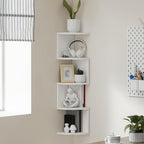 Floating Corner Wall Shelf 3 or 5-Tier, Wall Mounted Storage Rack for Living Room, Bedroom, Kitchen, Bathroom & Office, Easy Install Decorative Corner Shelves, White or Black, 1 or 2 Pieces