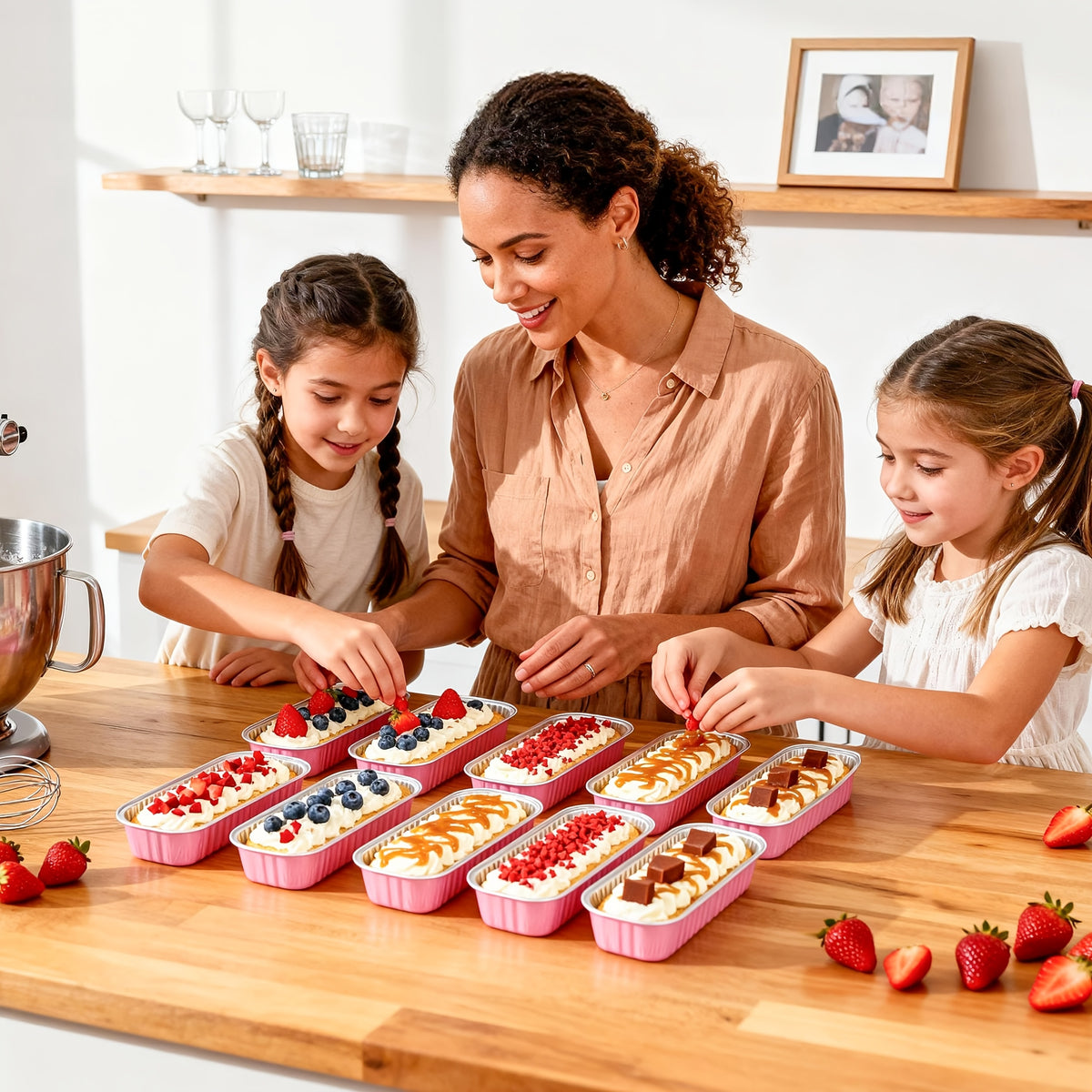 100 Pack Mini Aluminum Foil Cake Pans with Lids and Spoons - 6.8oz Rectangular Baking Pans for Mini Cheesecakes Desserts and Holiday Baking - Disposable Bakeware Set