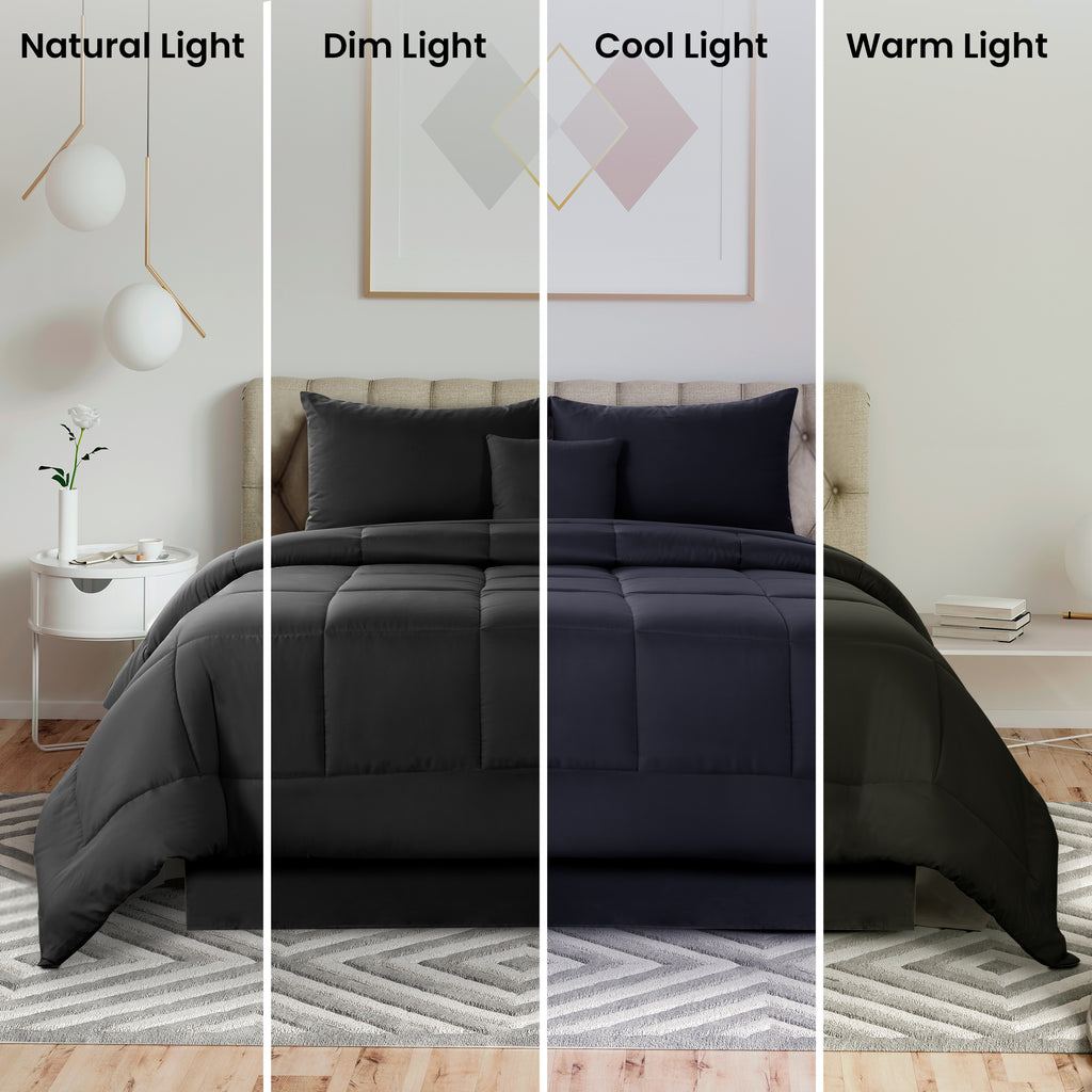 5-Piece Comforter Set – Reversible Quilted Down Alternative Bedding Set with Pillow Shams, Bed Skirt & Cushion | All Season | Twin, Queen, King