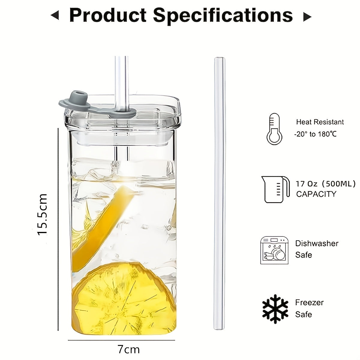 12pcs Square Glass Coffee Cups Set BPA-Free High Borosilicate 13oz Transparent Clear Drinking Glasses for Hot Cold Drinks Office Home Travel Gift for Her | Nuvia Haven