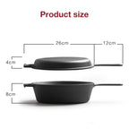 Pre-Seasoned Cast Iron Dutch Oven & Frying Pan Set – 2-in-1 Deep Pan + Skillet for Baking, BBQ, Stovetop & Induction | Indoor & Outdoor Cookware